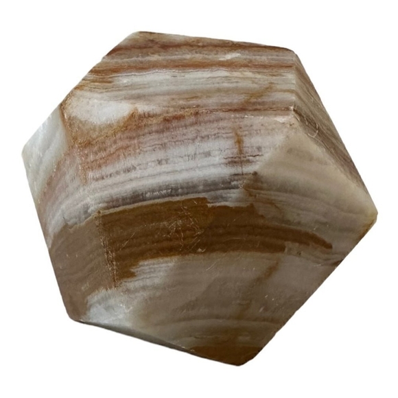 Banded Polished Marble Stone Rock Mineral Paperweight Octagon Shape Home Decor - Picture 1 of 6